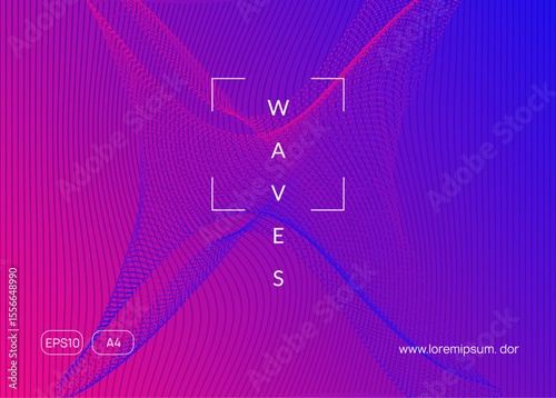 Music Set. Violet Dance Banner. Festival Cover. Blue Party Poster. Night Club Design. Electronic Disco Illustration. Techno Concert Graphic. Pink Music Set