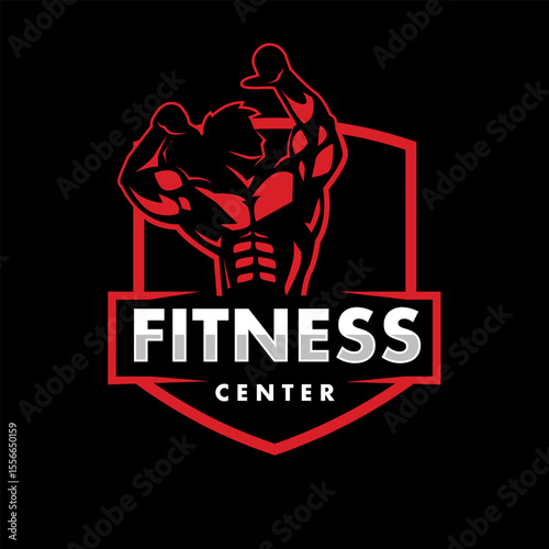 Strong athlete sports logo for Fitness or gym