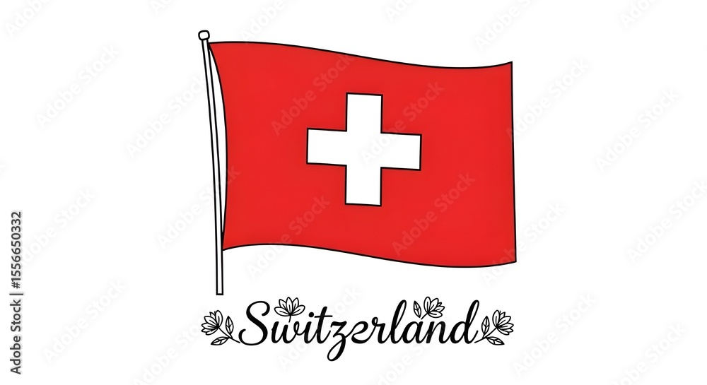 Fototapeta premium Clean and Detailed Flag of Switzerland Coloring Page