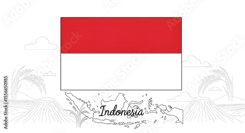 Flag of Indonesia Coloring Page with Modern Details