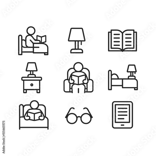 Sleep and bedroom essentials vector icons. Outline symbols. Line design