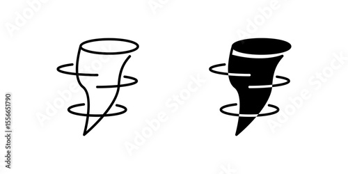 Tornado Icon Set. A black icon of a tornado, representing severe weather.