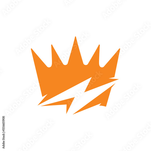 thunder crown logo vector icon illustration