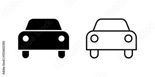 Icons of two car drives for transport and travel. Represent vehicle and road.