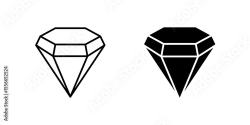 Icons of two diamonds for luxury and jewelry. Represent gem and value.