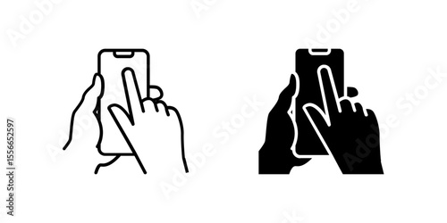 Icons of two touch phones for interaction and tech. Represent tap and screen.