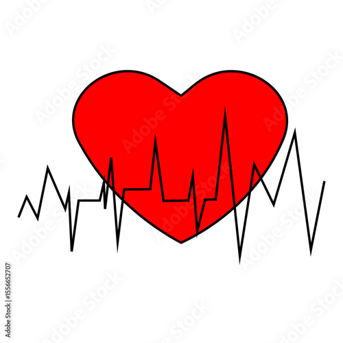 Vector illustration, heart and cardiogram, medicine, science, Valentine's Day, Valentine's Day.