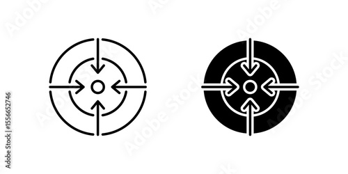 Icons of two target goals for business and planning. Represent ambition and objective.