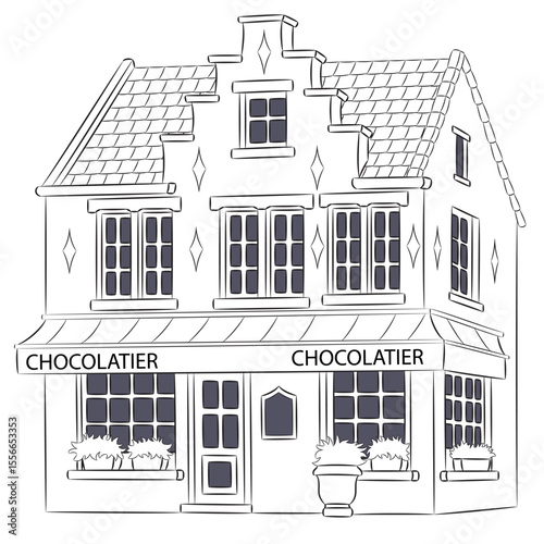 Chocolate shop building in Bruges, Belgium