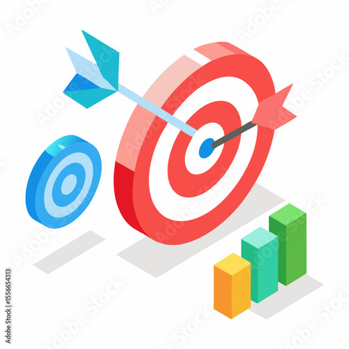 Customer attraction campaign, accurate promo, advertising vector icon on white background.