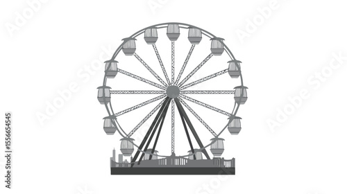 Ferris Wheel in City Icon Vector Illustration