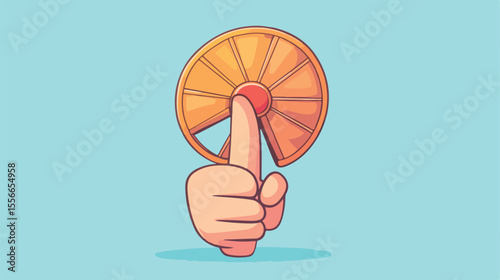 Cheerful Finger with the Fan Character Cartoon Mascot Illustration