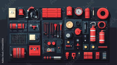 Fire Department Emblem Flat Vector Illustration
