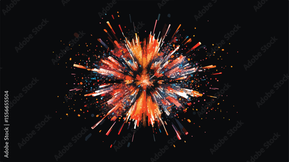 Fototapeta premium Explosive Fireworks Splash Background Icon Vector