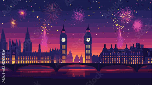 Vibrant Fireworks Splash Lights in Night Sky of London