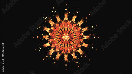 Flat Vector Fireworks Icon Illustration