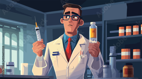 Medical Professional Holding Medicine and Injection from First Aid Kit