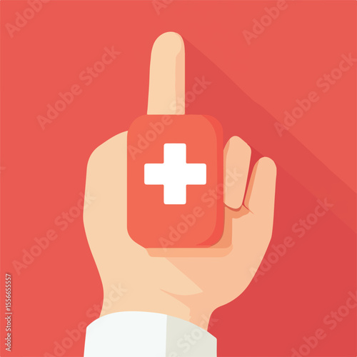 Professional Finger Injury First Aid Flat Vector Illustration