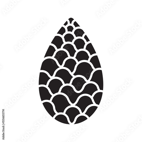 Solid glyph vector icon of a salak or snake fruit representing a scaly tropical food for a sweet and acidic healthy exotic snack