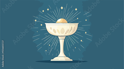 First Holy Communion Chalice and Host Flat Vector Illustration