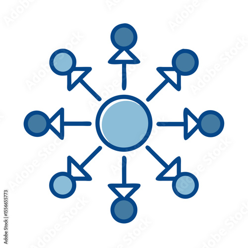 Distribution Network Icon With Arrows Representing Connectivity and Flow