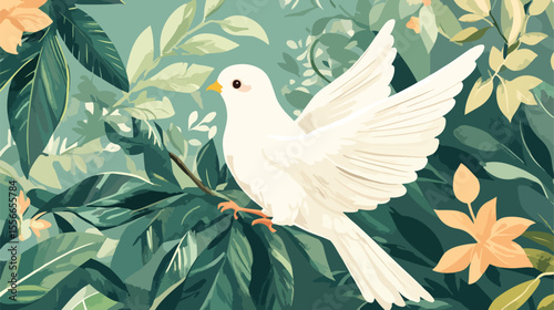 First Communion Dove with Branch Vector Illustration