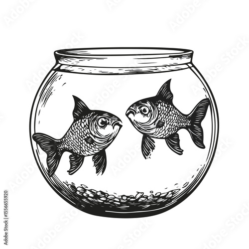 Colorful Fish Bowl Cartoon Vector Illustration