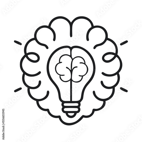 Memory Aid Icon Featuring a Brain and a Lightbulb to Spark Creativity