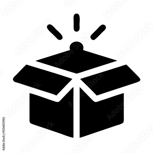 Open Shipping Box With Rays Icon Representing Delivery and Excitement