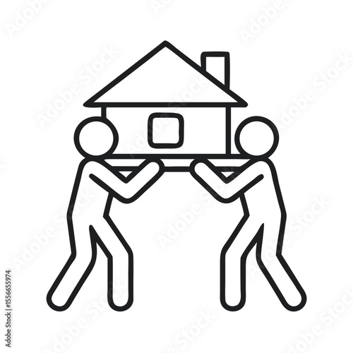 People Carrying a House Illustration for Moving and Relocation Services