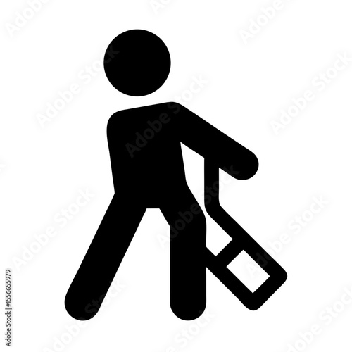 Vector Graphic of Individual Using Crutch for Mobility Assistance