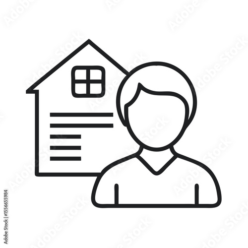 Landlord Icon Graphic Featuring a Person and House Outline Design