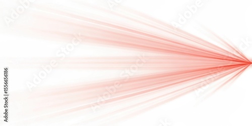 Abstract red light streaks radiating from a central point against a white background