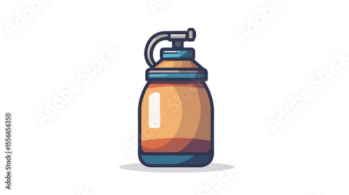 Fishing Thermos Bottle Cartoon Flat Vector Icon