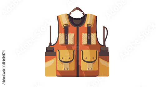 Flat Vector Fishing Vest Equipment Icon Illustration
