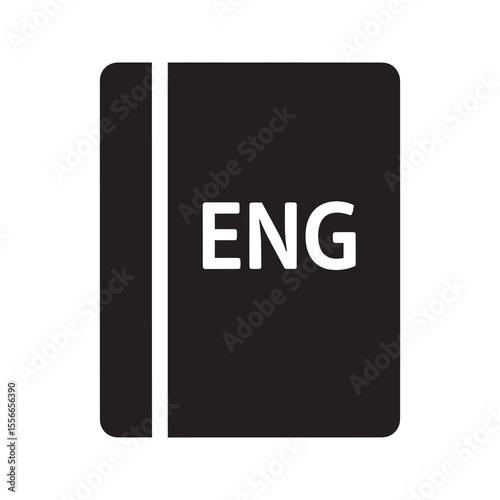 English language book solid glyph icon for learning education and translation dictionary textbook for school study and communication literature symbol vector