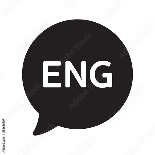 English language chat bubble solid glyph icon for communication speaking and learning dialogue for international conversation and translation service vector