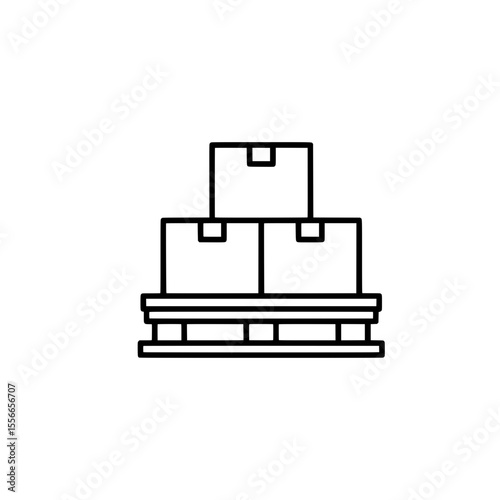 Outline Vector of Pallet with Stacked Cardboard Boxes Symbolizing Warehouse Storage or Shipping Logistics