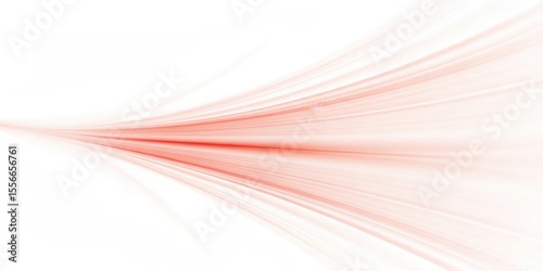 Abstract flowing red light streaks on a clean white background
