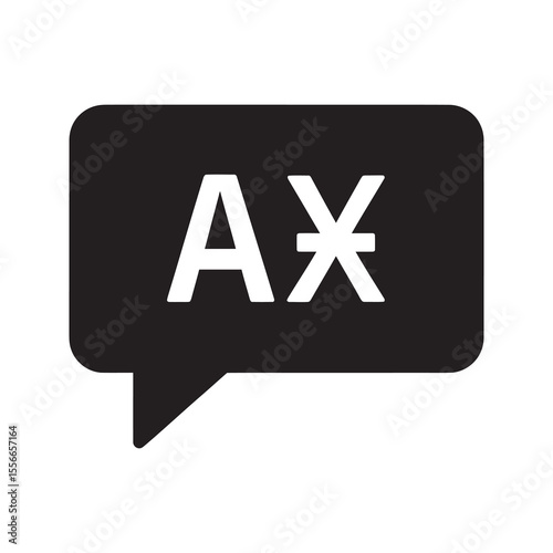 Language translation solid glyph icon in a chat bubble for communication service multilingual conversation and dictionary application support symbol vector
