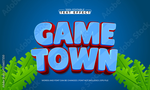game town editable text effect with a gaming and play text style