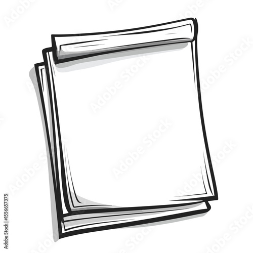 Cartoon Flip Paper Vector Illustration in Black and White