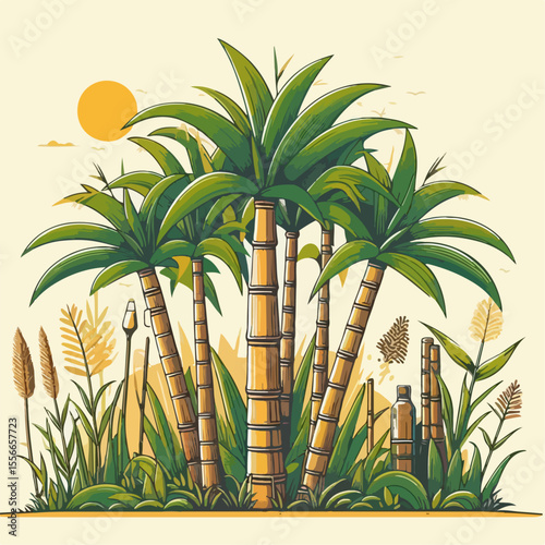 sugar cane plant vector illustration
