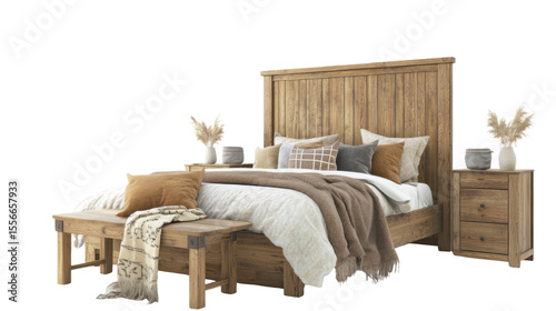 living room interior with bed on white background