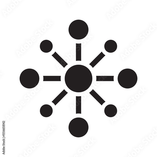 Network hub solid glyph icon representing connection distribution social media and communication system for business technology and data sharing vector