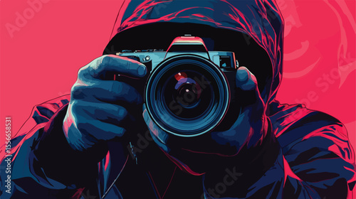 Professional Camera Design Flat Vector Illustration