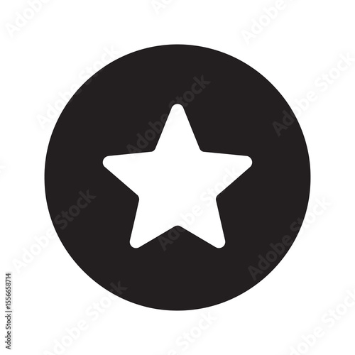 Favorite star solid glyph icon in a circle for bookmarking best rating and quality award for premium service and customer satisfaction symbol vector