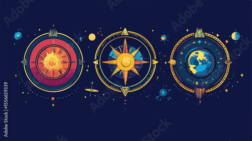 Astrology Zodiac Icons Vector Illustration