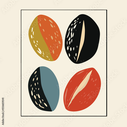 Four Beans Flat Vector Illustration