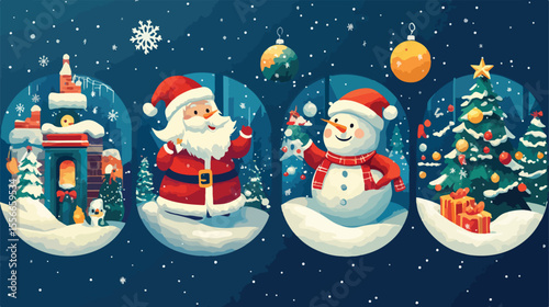 Festive Merry Christmas Card Designs Vector Illustration